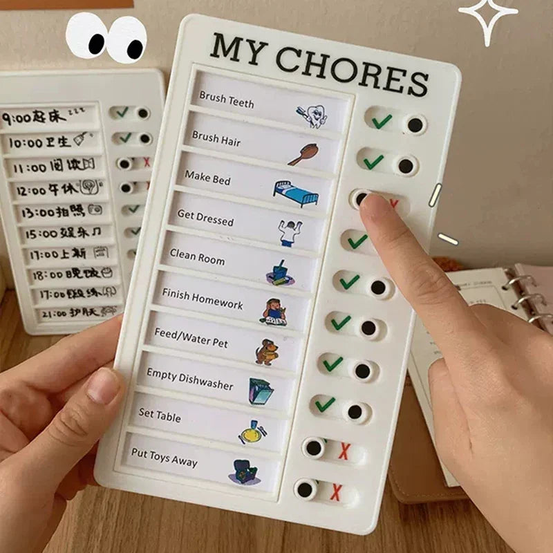 Reusable Plastic Memo Board — My Chores Checklist Daily Planner for Kids