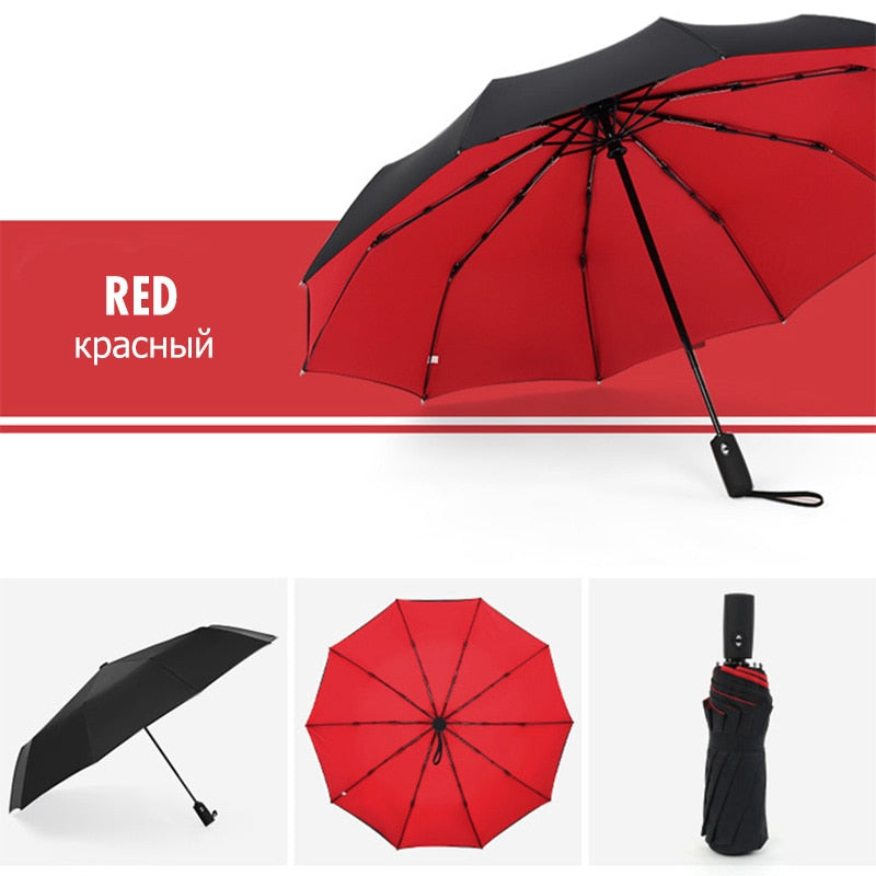 Windproof Storm Umbrella — Auto Open Button, Single Hand Operation