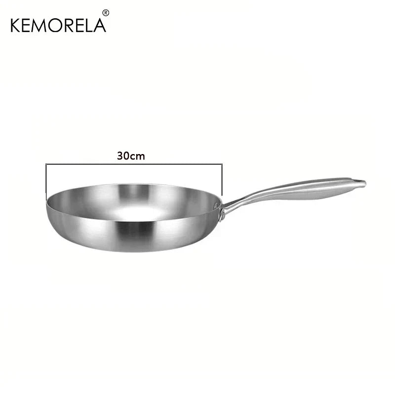 Profesjonell stekepanne i rustfritt 304-stål — 5-lags stål, 2MM tykk