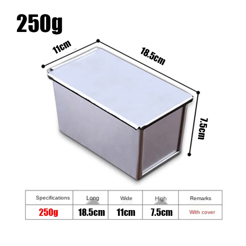 Molde para pan de aleación de aluminio con tapa — Revestimiento antiadherente, tamaños de 250g/450g/600g/750g/900g/1000g
