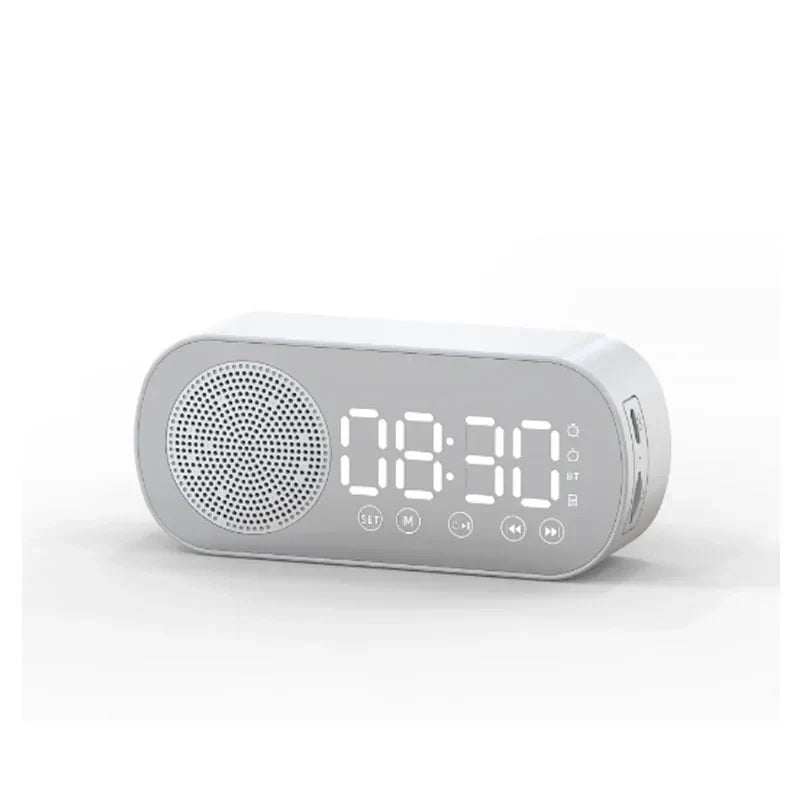 Moderna sveglia digitale con altoparlante Bluetooth, radio FM e specchio LED