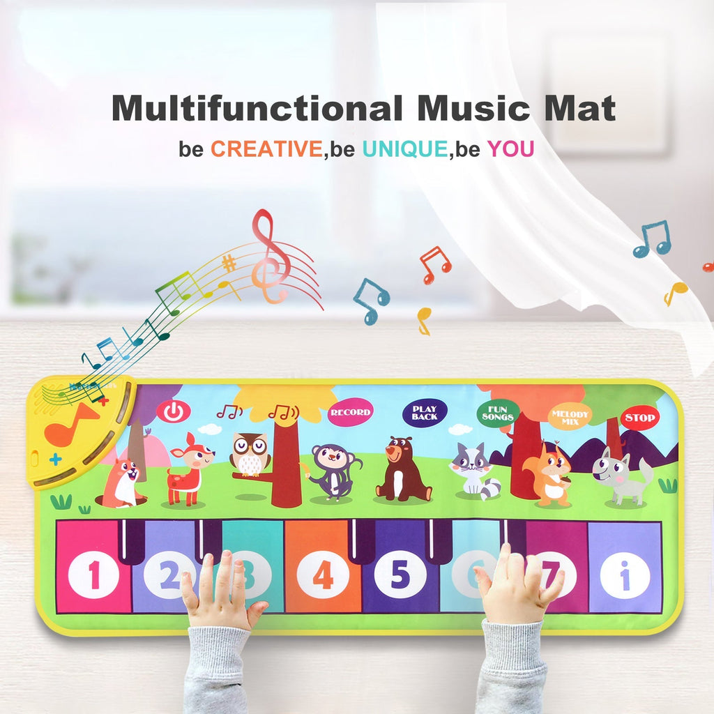 Tapete de dança musical multifunções - teclado de piano interativo, 8 sons de animais, design compacto e portátil