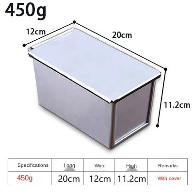 Molde para pan de aleación de aluminio con tapa — Revestimiento antiadherente, tamaños de 250g/450g/600g/750g/900g/1000g