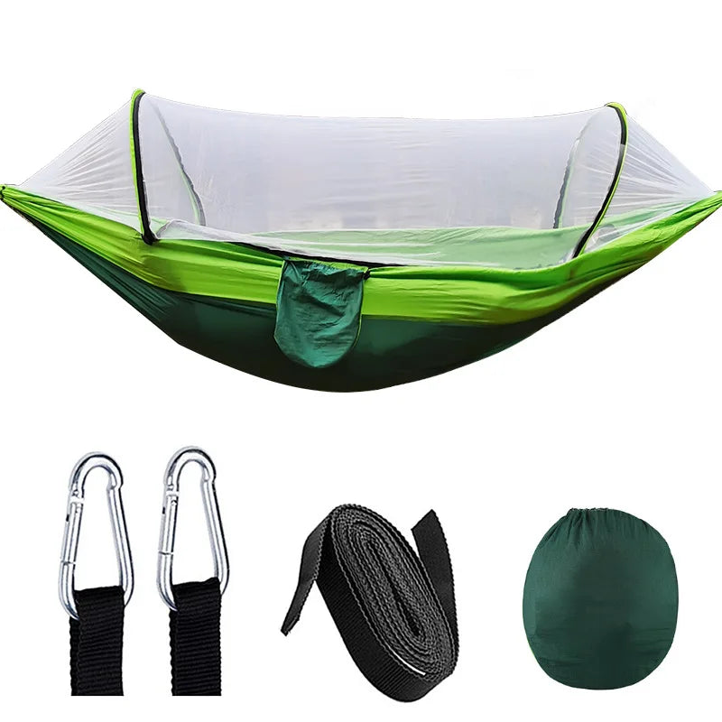 OutdoorRelax Mosquito Net Hammock — Quick Release Suspension, 200 kg Load Capacity