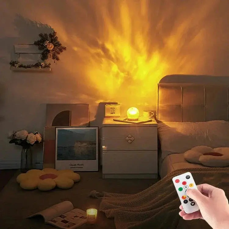 LumiAqua Water Wave Projector Lamp — Clear Housing Design, Dynamic Ripple Light