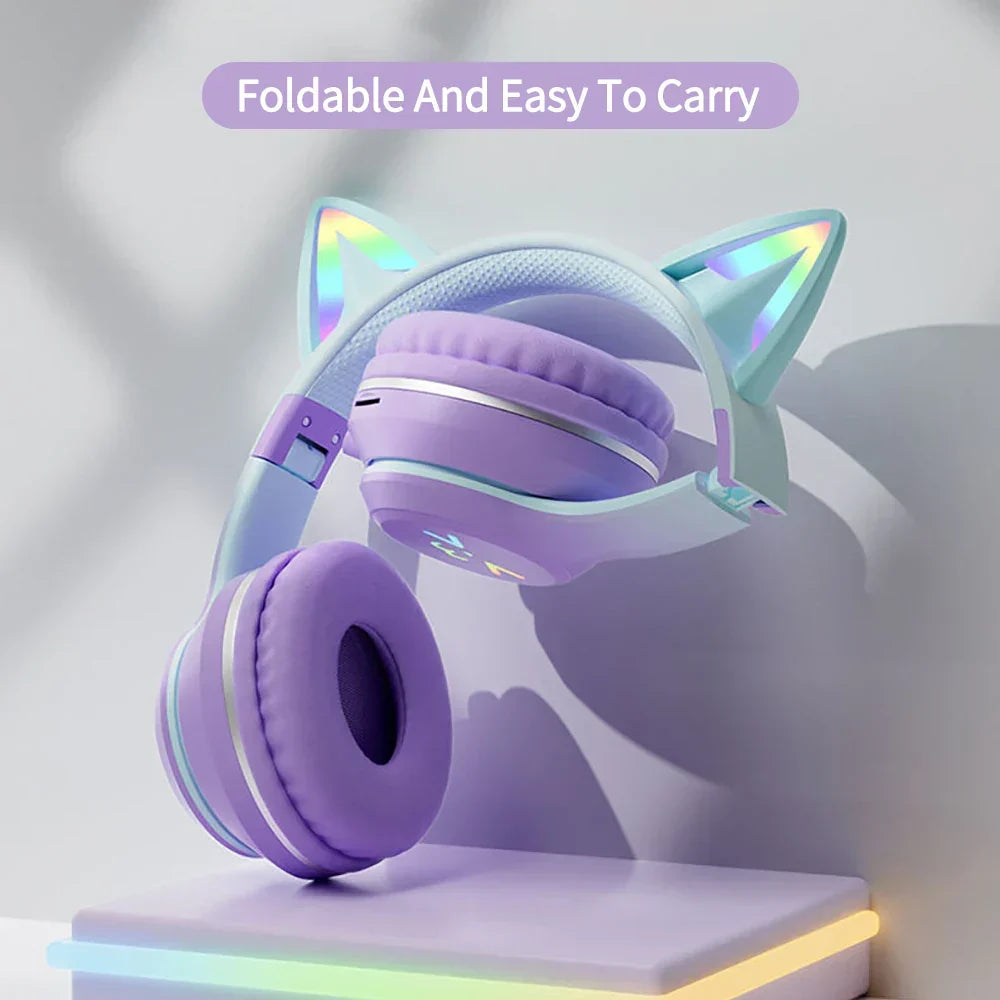 Foldable RGB Bluetooth Headphones — Wireless Connectivity