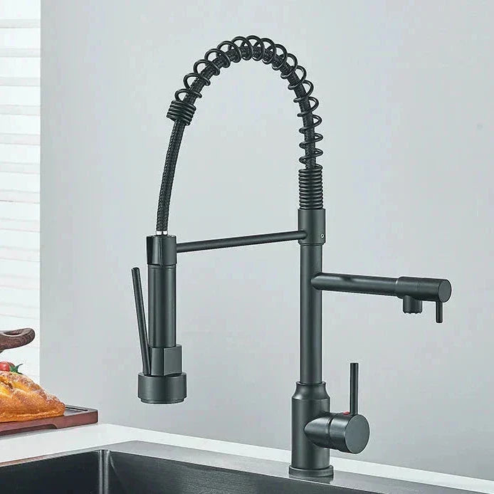 Grifo de cocina de acero inoxidable NickelFlex — caño con rotación de 360°