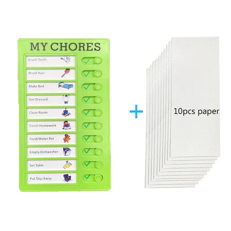 Reusable Plastic Memo Board — My Chores Checklist Daily Planner for Kids