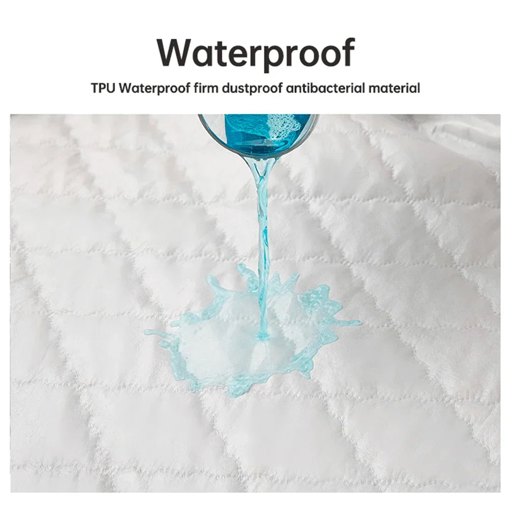 Waterproof Fitted Mattress Protector – Sizes Twin, Full, 140, 160, Gray & White