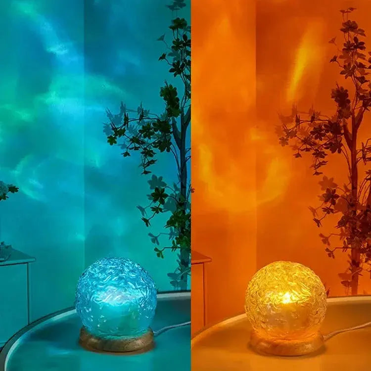 LumiAqua Water Wave Projector Lamp — Clear Housing Design, Dynamic Ripple Light