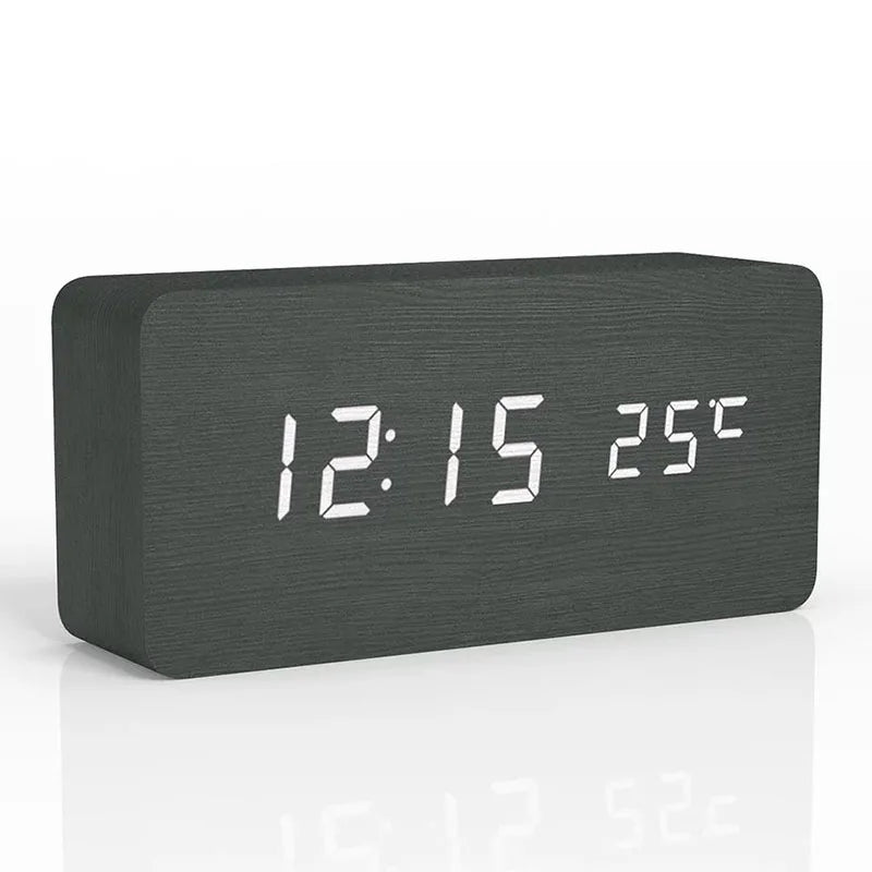 Sandsberg Wood Digital Alarm Clock — Eco-Friendly, Modern Design, Silent, LED Display