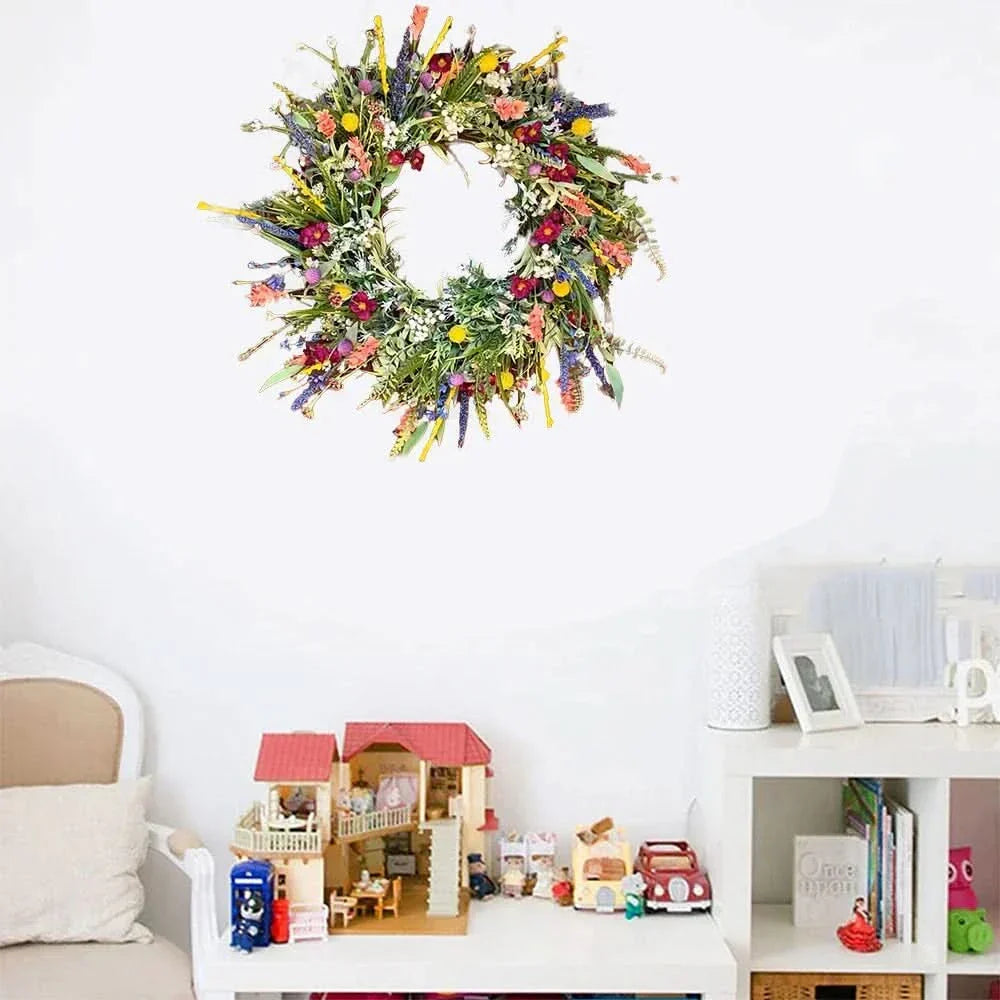 Handmade Floral Wreath — Vibrant Flowers and Lush Greenery