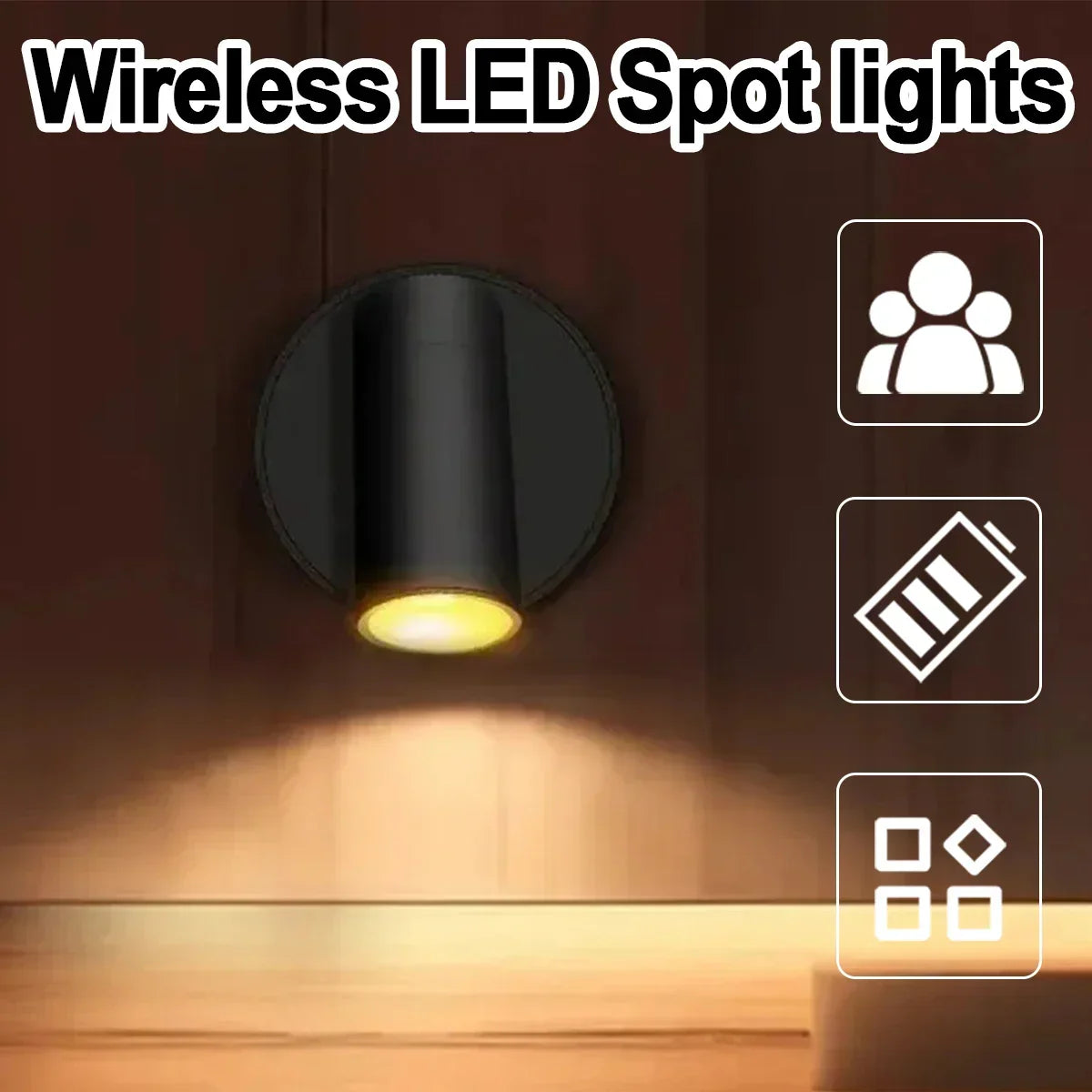 Spot LED wireless reîncărcabil pentru perete — Suport magnetic