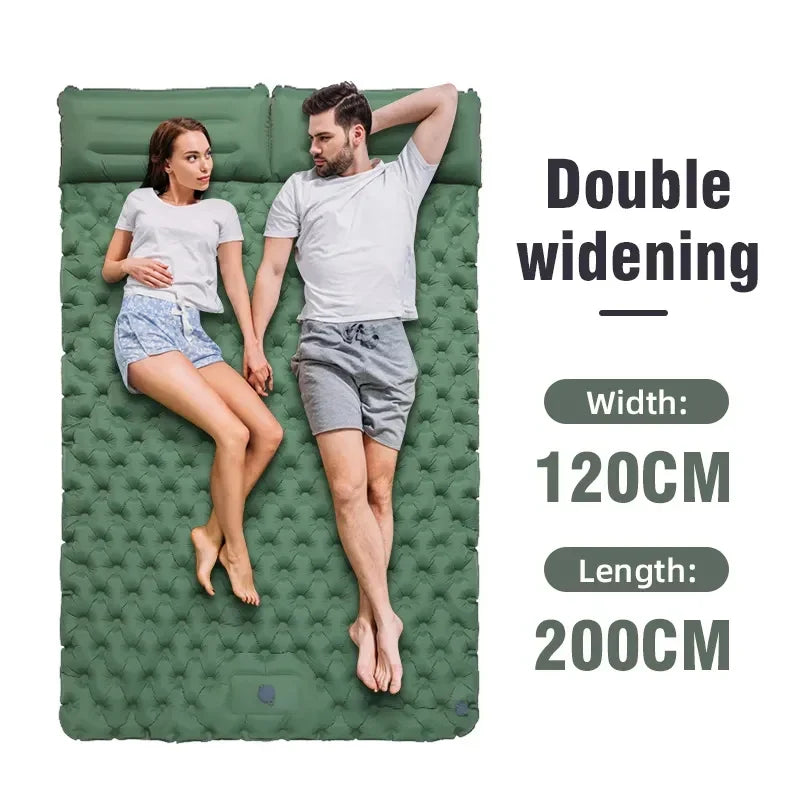 2-Person Self-Inflating Sleeping Pad — Integrated Pillow, Spacious Comfort Surface