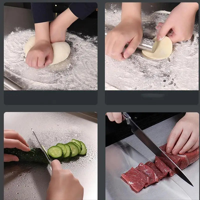 Krájecí prkénko SliceGrip z nerezové oceli — zvýšený okraj a protiskluzová ochrana