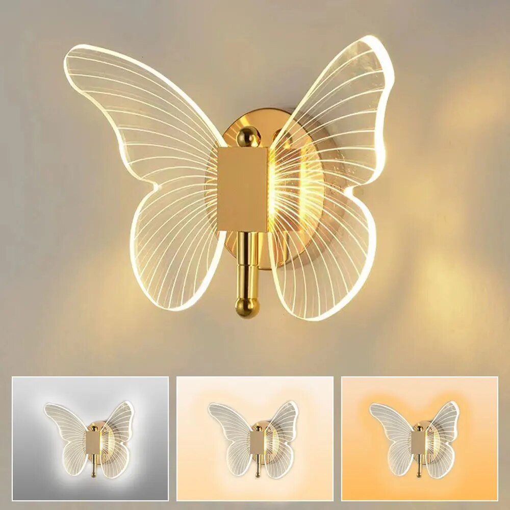 Modern Butterfly LED Wall Light — Elegant 18×20cm Sconce, Warm and Cool White Options