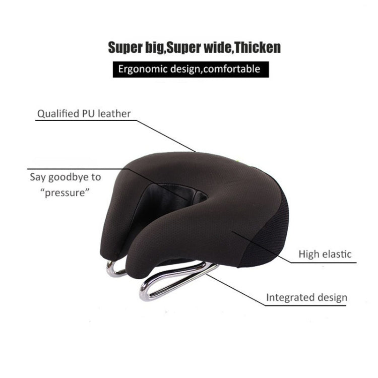 Noseless Mountain Bike Seat — Thick Soft Padding, Black, 20x18cm