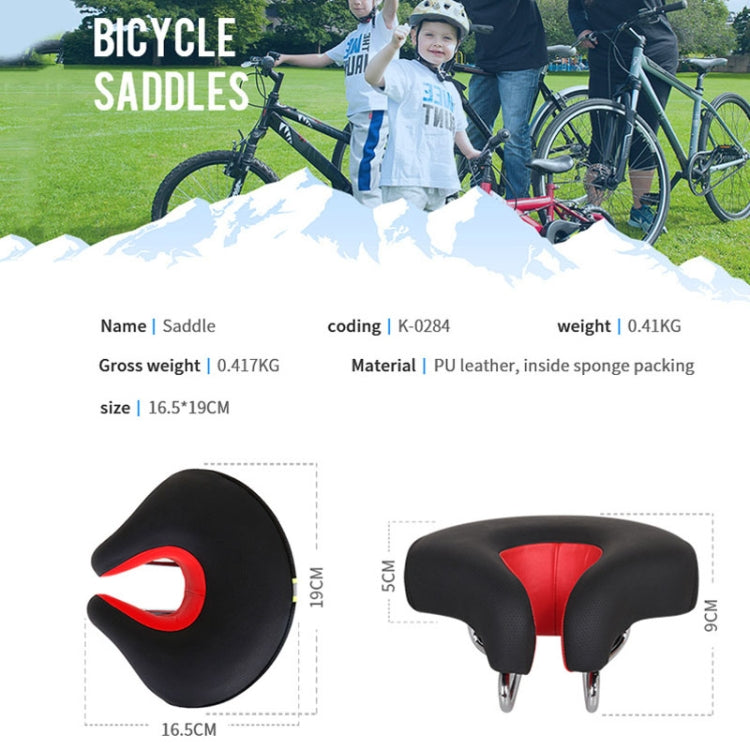 Noseless Mountain Bike Seat — Thick Soft Padding, Black, 20x18cm