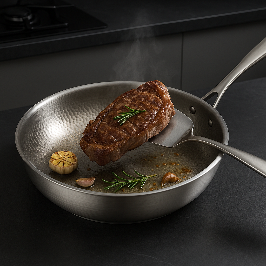 Padella Titan premium – Titanio martellato non rivestito, compatibile con più piani cottura e con l'induzione