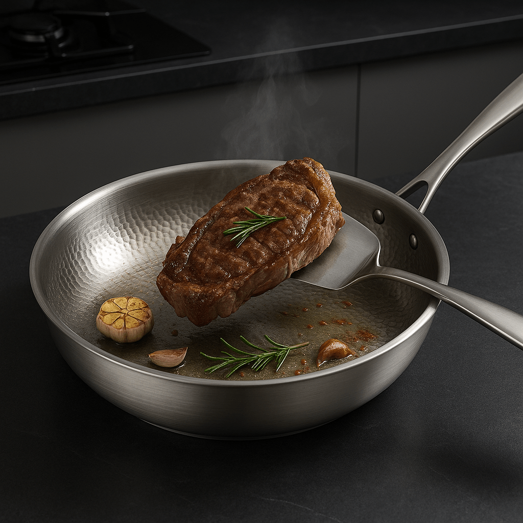 PREMIUM PAN — Titanium kookgerei zonder coating, geschikt voor alle kookplaten, gelijkmatige warmteverdeling