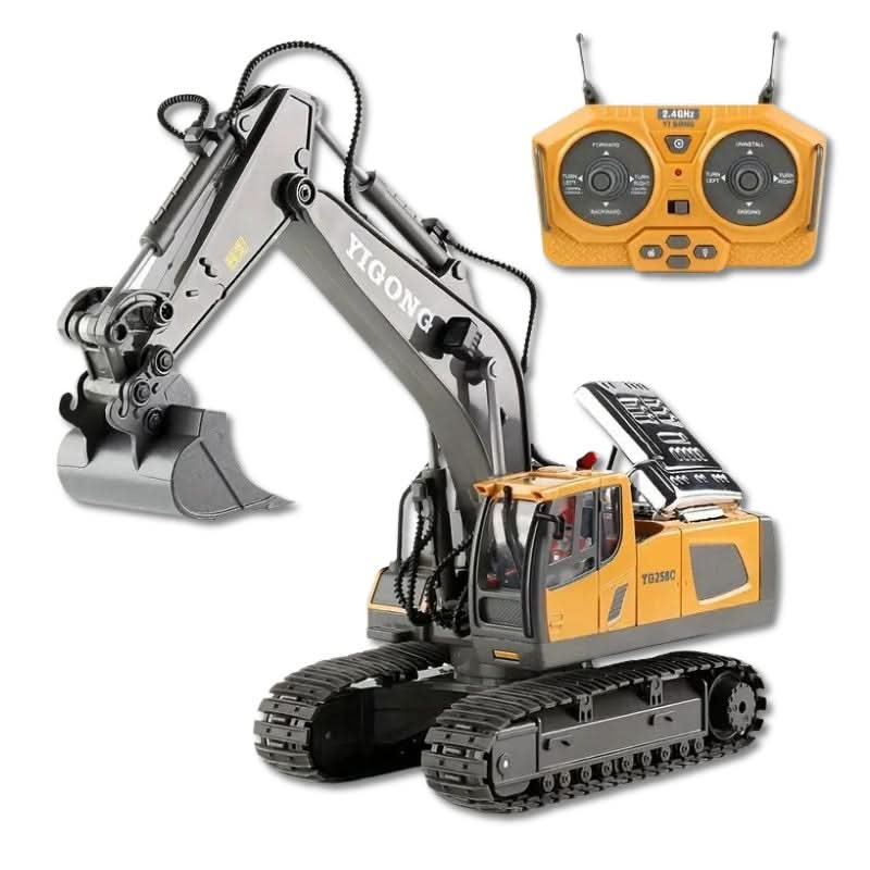 Escavatore telecomandato — Veicolo da cantiere radiocomandato con parti mobili realistiche