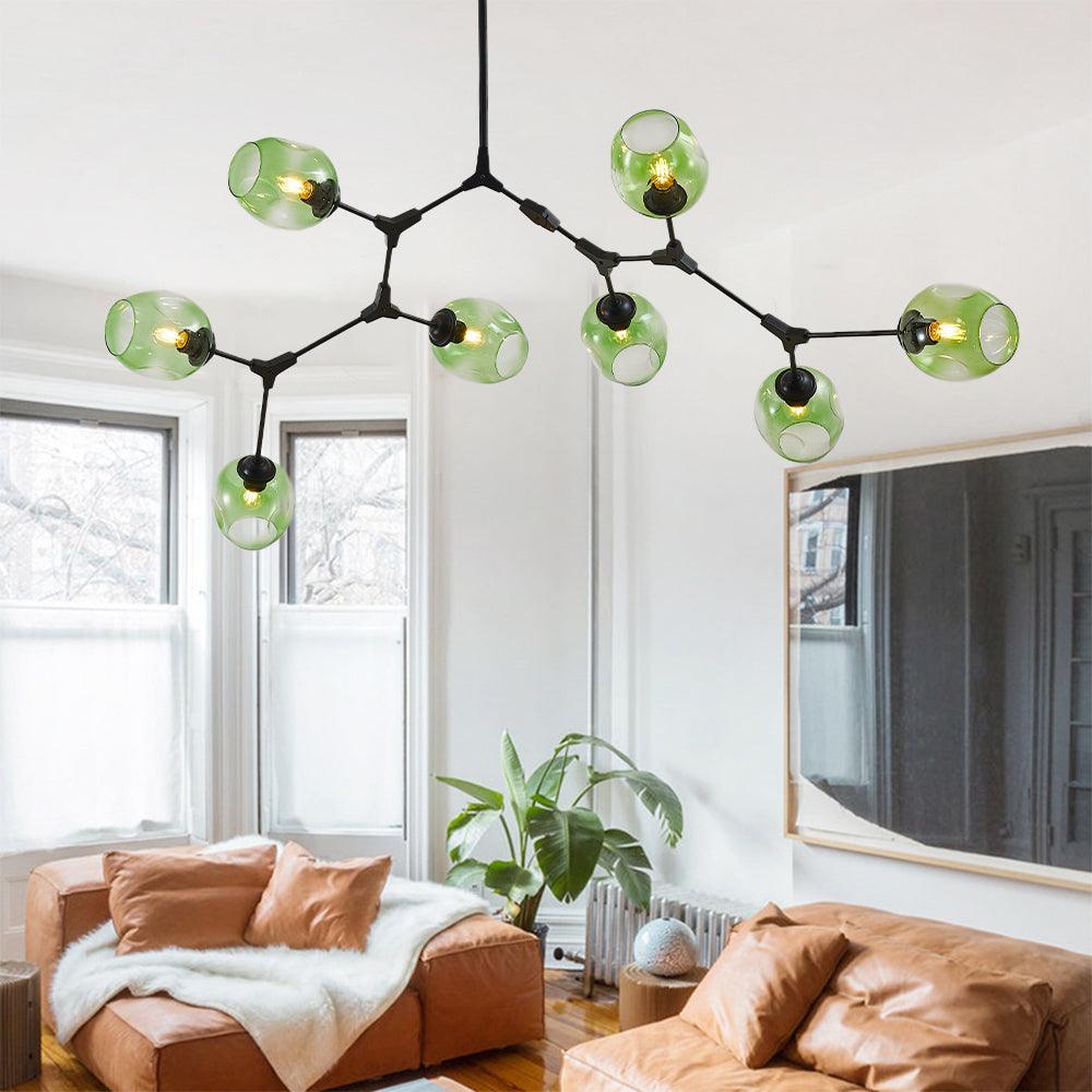 Candelabru Mid-Century din sticlă, cu ramificații și bule, pentru living, cu brațe reglabile | boxzora
