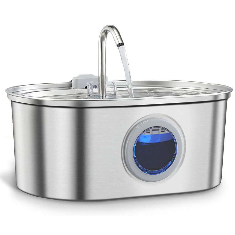 3.2L Stainless Steel Water Fountain — Circular Design, Transparent Level Window