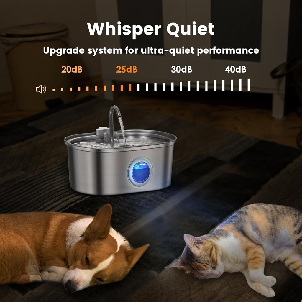 3.2L Stainless Steel Water Fountain — Circular Design, Transparent Level Window