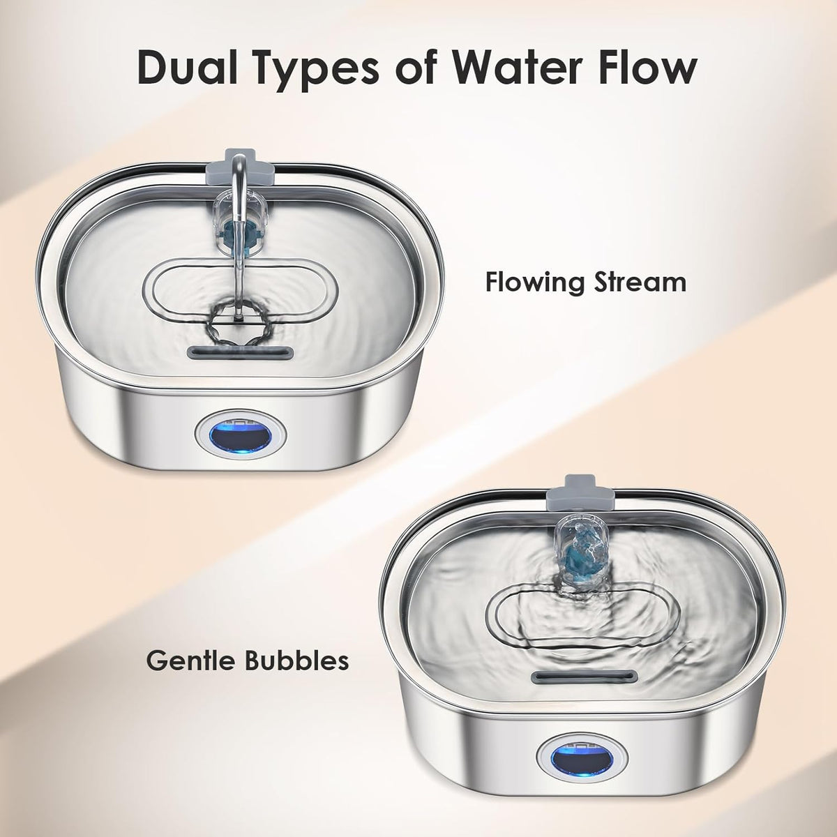 3.2L Stainless Steel Water Fountain — Circular Design, Transparent Level Window