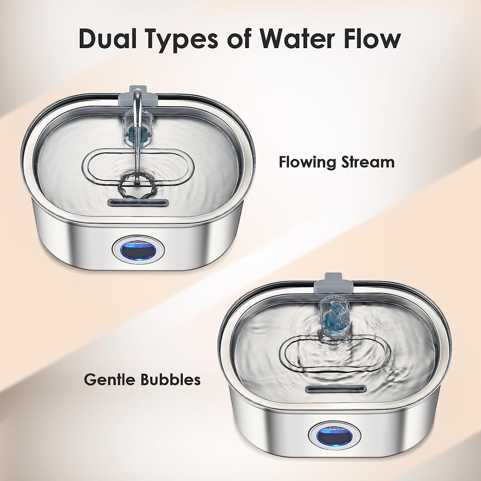 3.2L Stainless Steel Water Fountain — Circular Design, Transparent Level Window