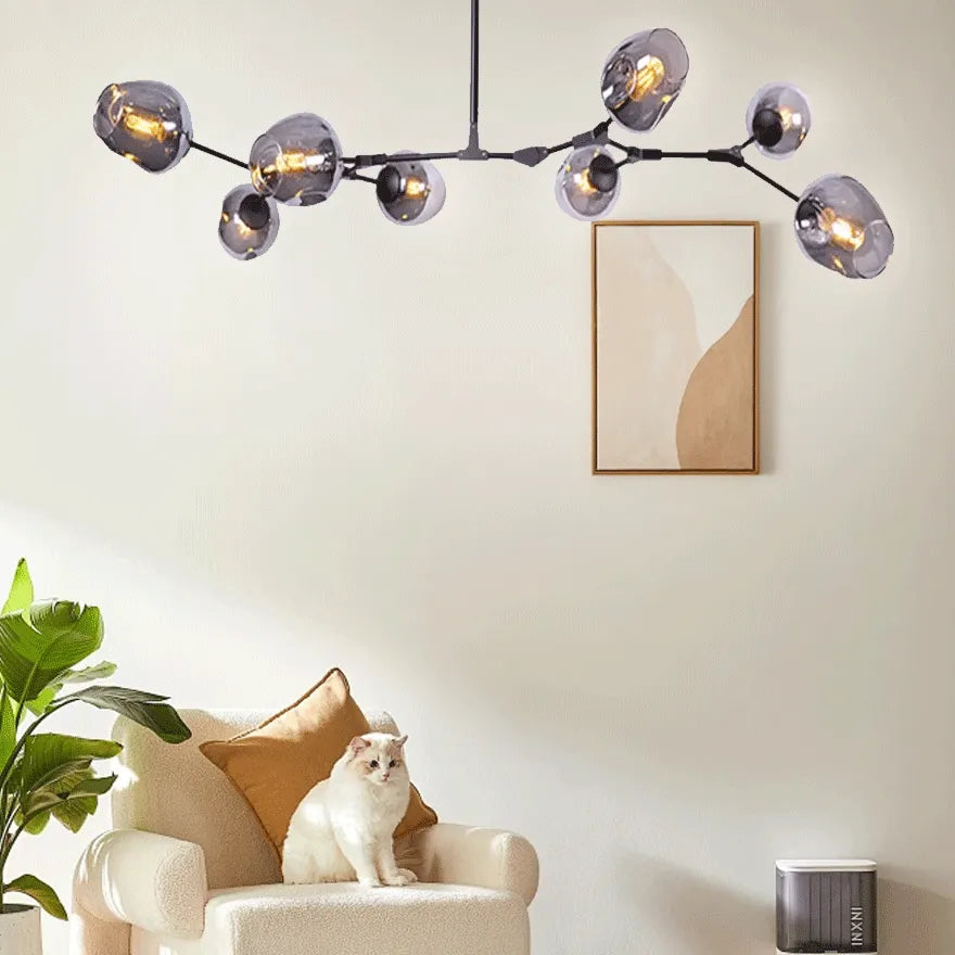 Candelabru Mid-Century din sticlă, cu bule și ramificații, pentru living, cu brațe reglabile | boxzora