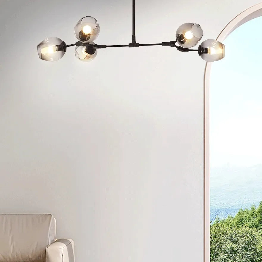 Candelabru Mid-Century din sticlă, cu bule și ramificații, pentru living, cu brațe reglabile | boxzora