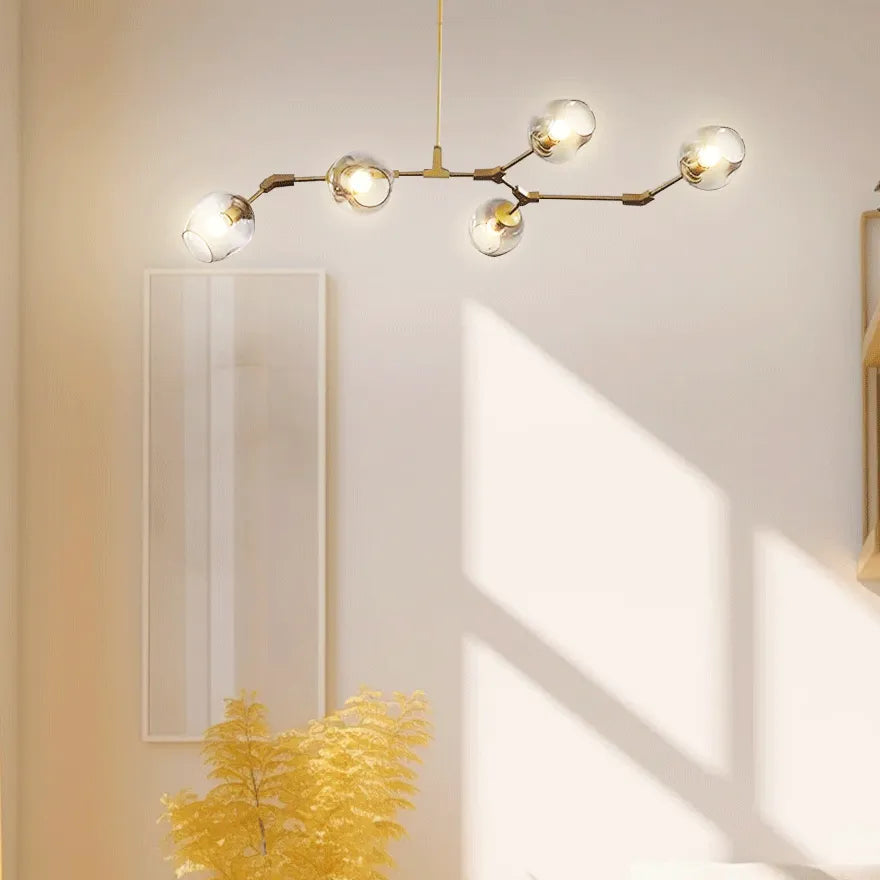 Candelabru Mid-Century din sticlă, cu bule și ramificații, pentru living, cu brațe reglabile | boxzora