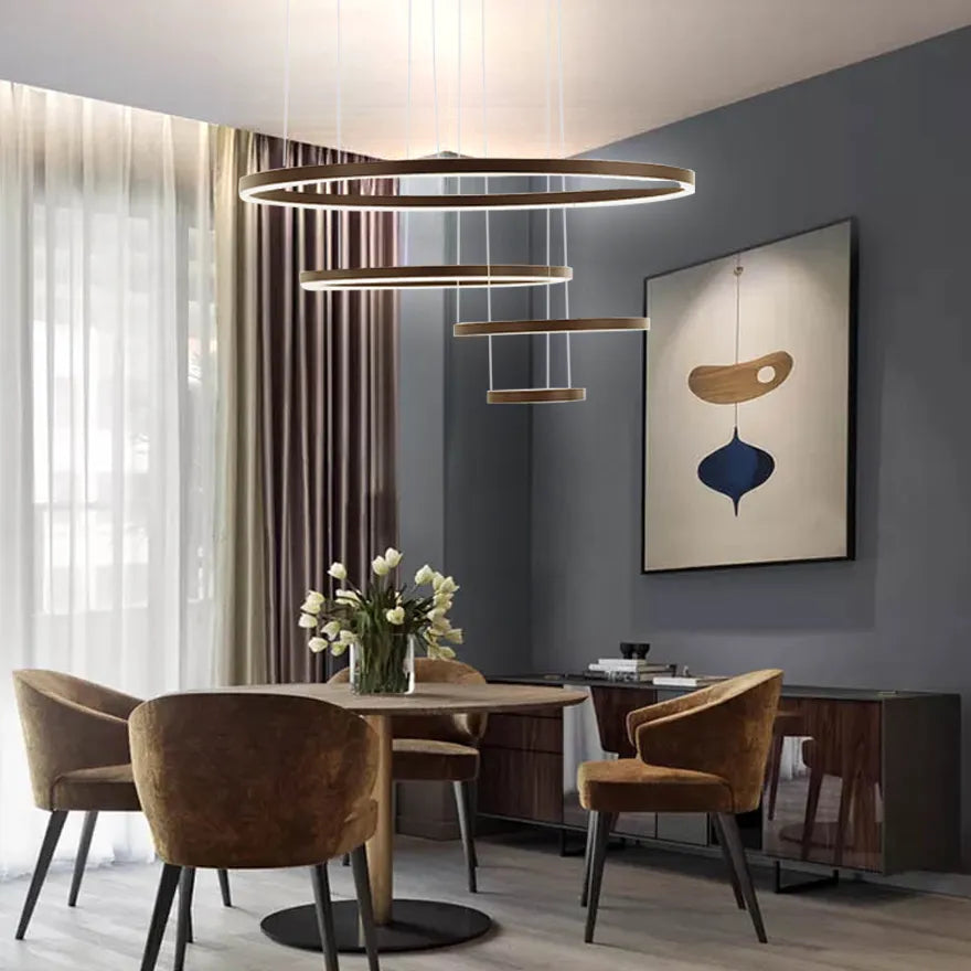 Modern Multi Ring Pendant Light Dimmable in Metal for Living Rooms | boxzora