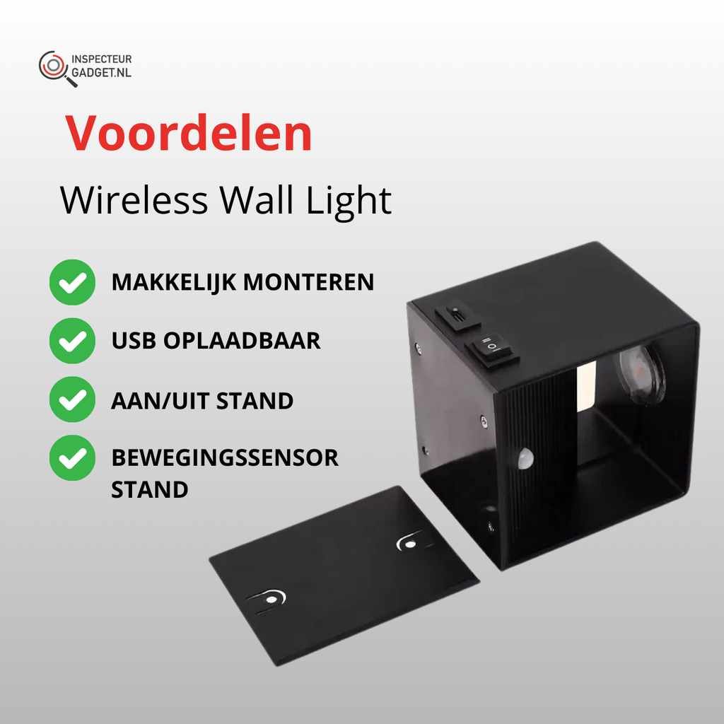 Lumina fali lámpa — vezeték nélküli, USB-ről tölthető fali világítás