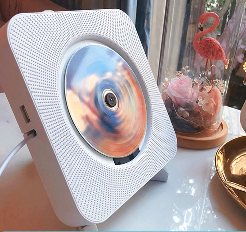 Przenośny odtwarzacz CD — dźwięk Bluetooth, wejście USB, radio FM, biały
