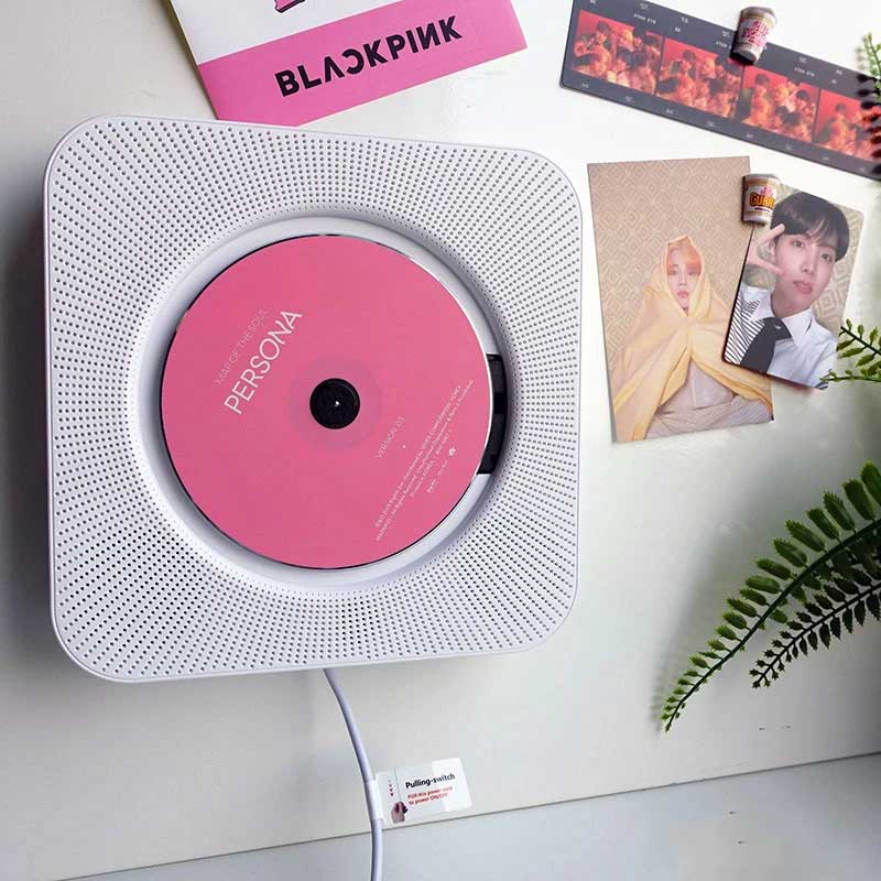 Przenośny odtwarzacz CD — dźwięk Bluetooth, wejście USB, radio FM, biały
