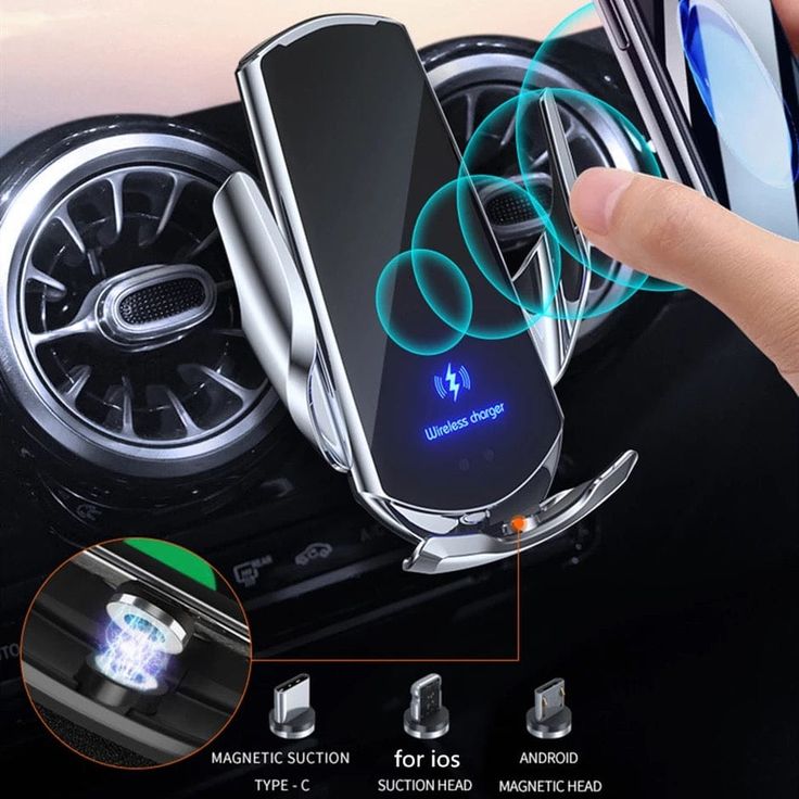 2-in-1 Wireless Car Charger & Phone Holder — Fast Charging, Universal Compatibility, Adjustable Auto Clamp