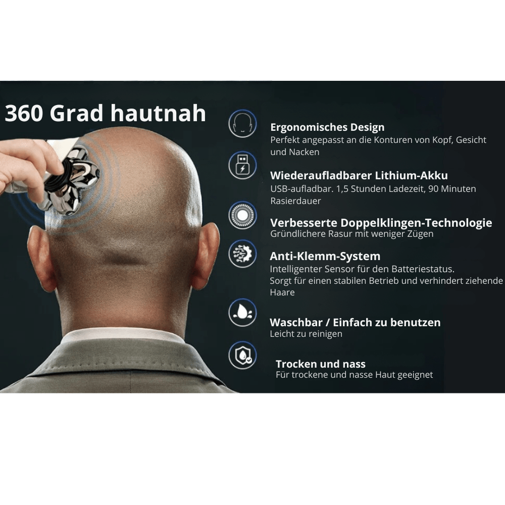 Flexishave Pro 7D elektrisk barbermaskine – IP68-vandtæt, USB-opladning
