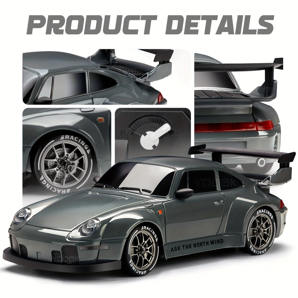 Auto da drift RC Ultimate 1:24 — Giocattolo da corsa 4WD ricaricabile, ruote LED