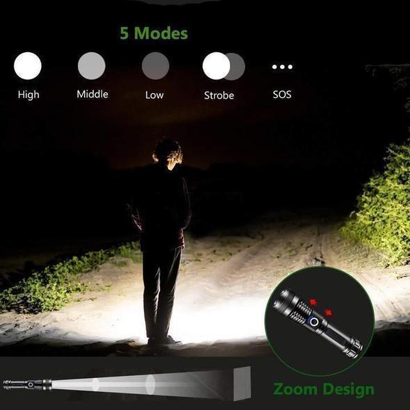 High-Performance Waterproof LED Flashlight — 30000-5000 Lumens