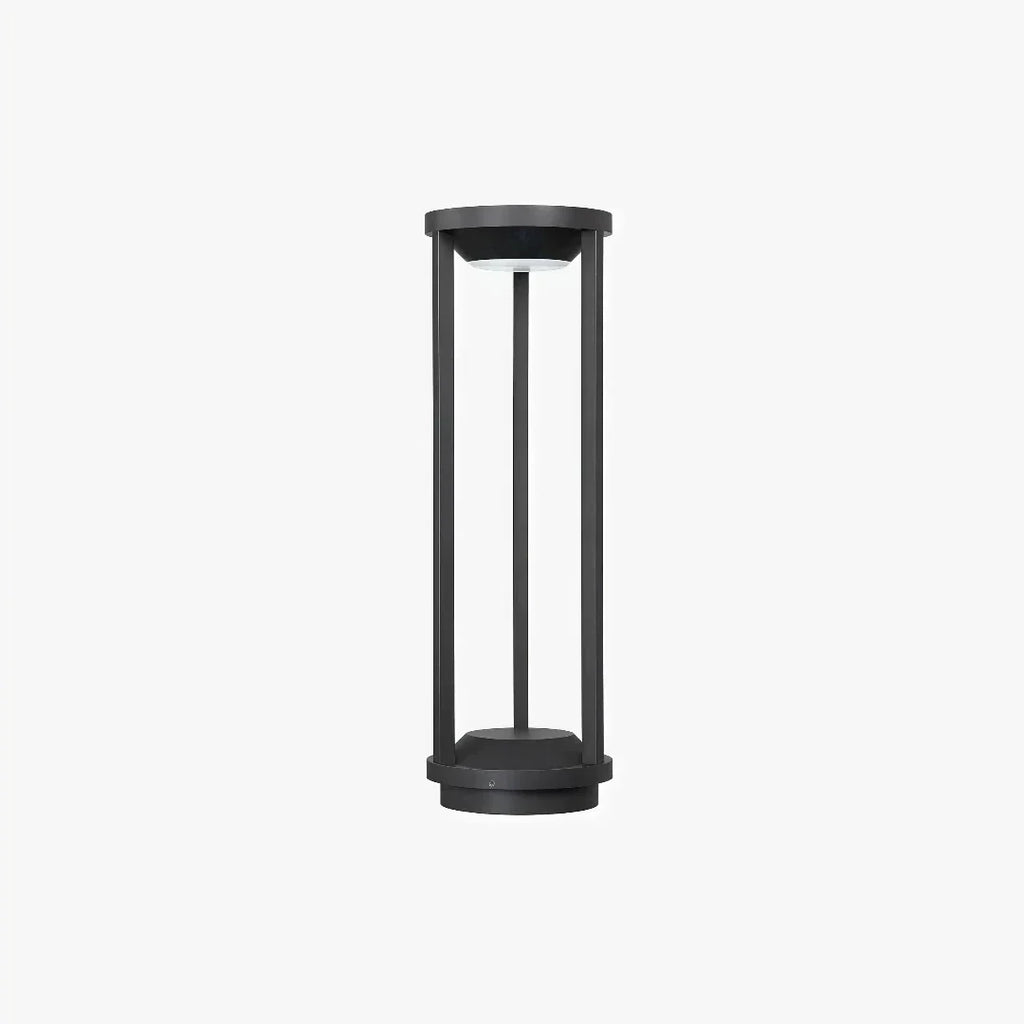 Moderne svart pullertlampe med bevegelsessensor for hagegang | boxzora