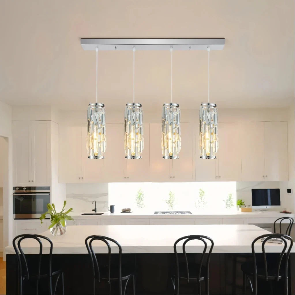 Lámpara colgante de cristal de lujo y regulable para comedor | boxzora