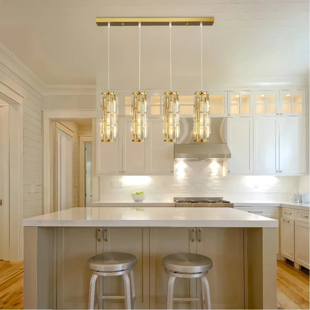 Lámpara colgante de cristal de lujo y regulable para comedor | boxzora