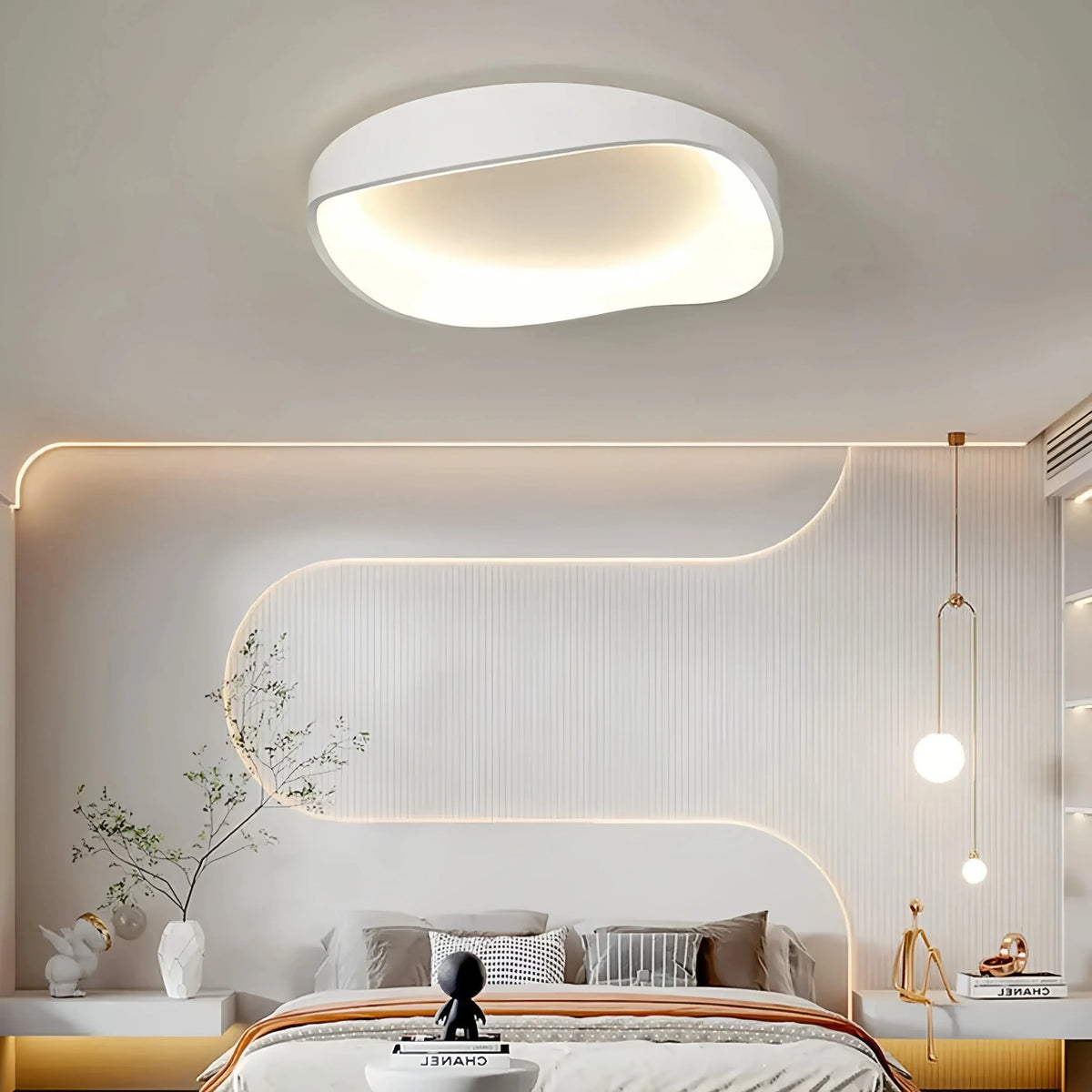 Modern Design Flush Ceiling Light White Dimmable for Bedroom | boxzora