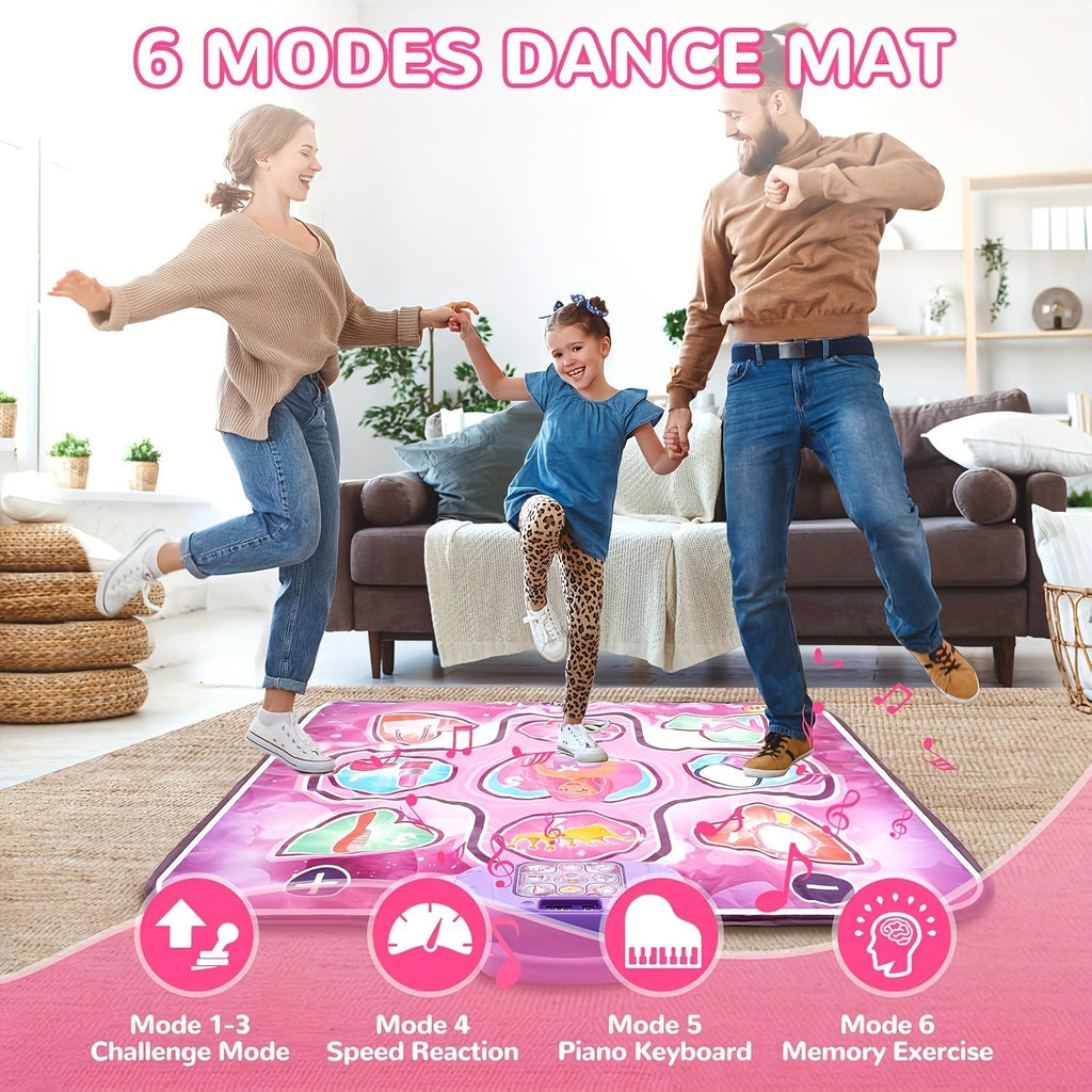 Tappetino DanceFun rosa autonomo per la danza – Punteggio a pavimento e gioco ritmico per bambini – Configurazione TV senza cavi