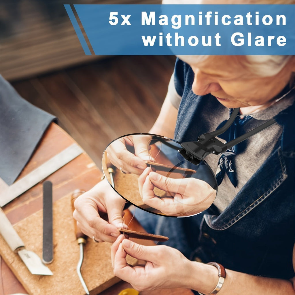 5X Magnifier Pro 免手持可调节颈挂式放大镜 — 5X 光学放大镜片