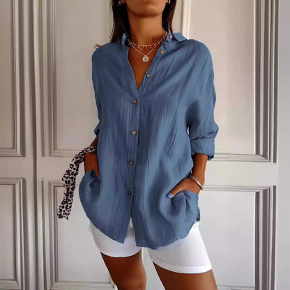 Chemise longue plissée à col cranté