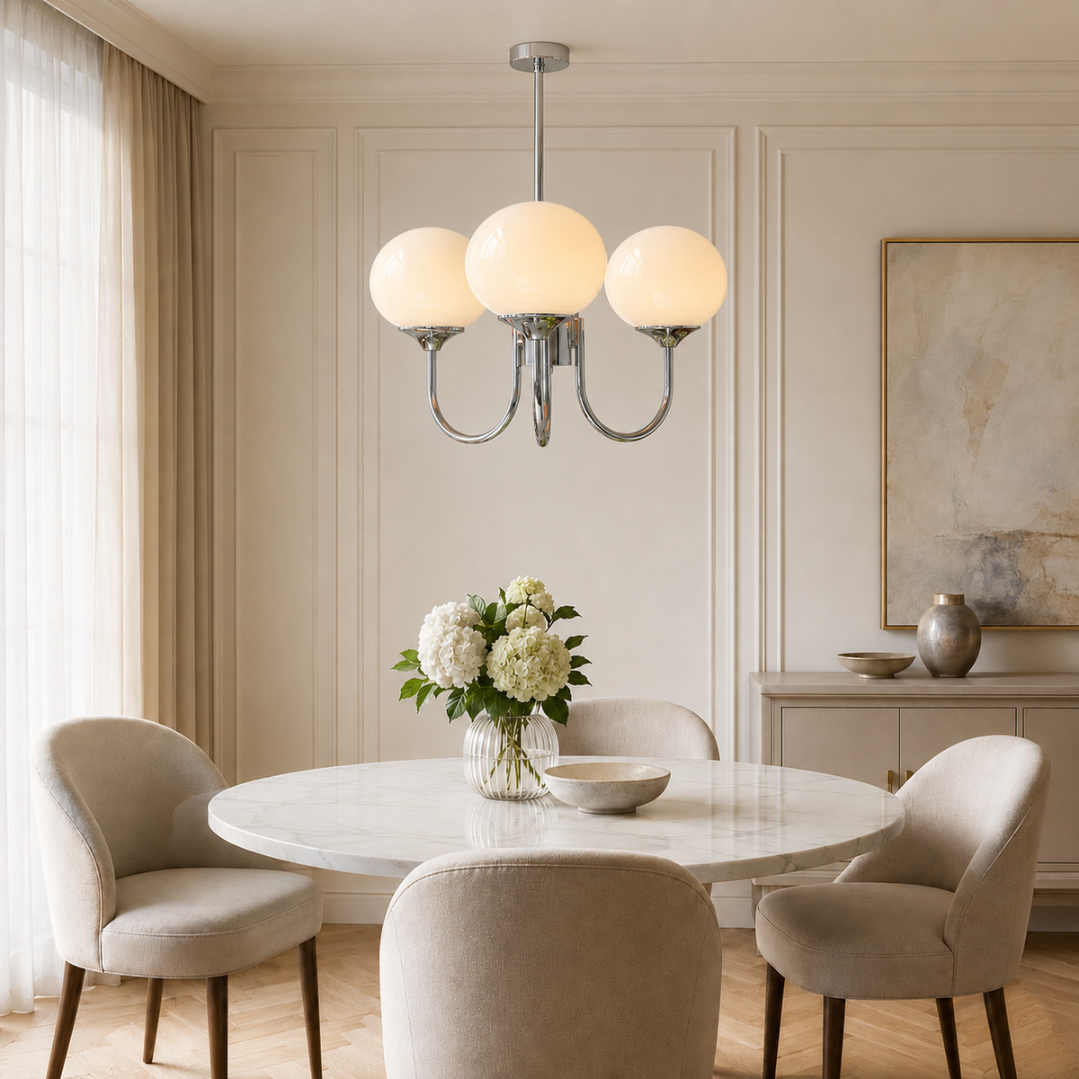 Lámpara colgante moderna de araña con brazo ajustable — luminaria con pantalla de cristal