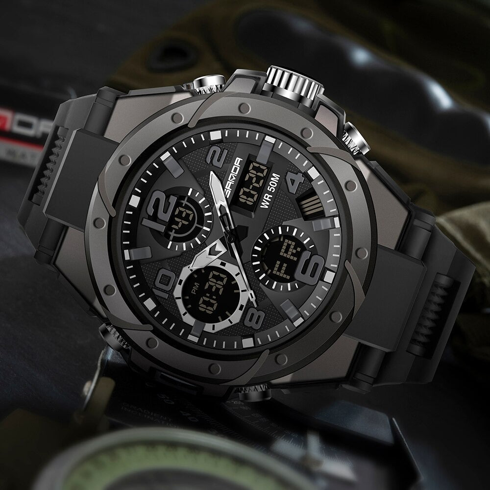Orologio militare da uomo TitanGuard – Design robusto e multifunzionale, quadranti analogico e digitale